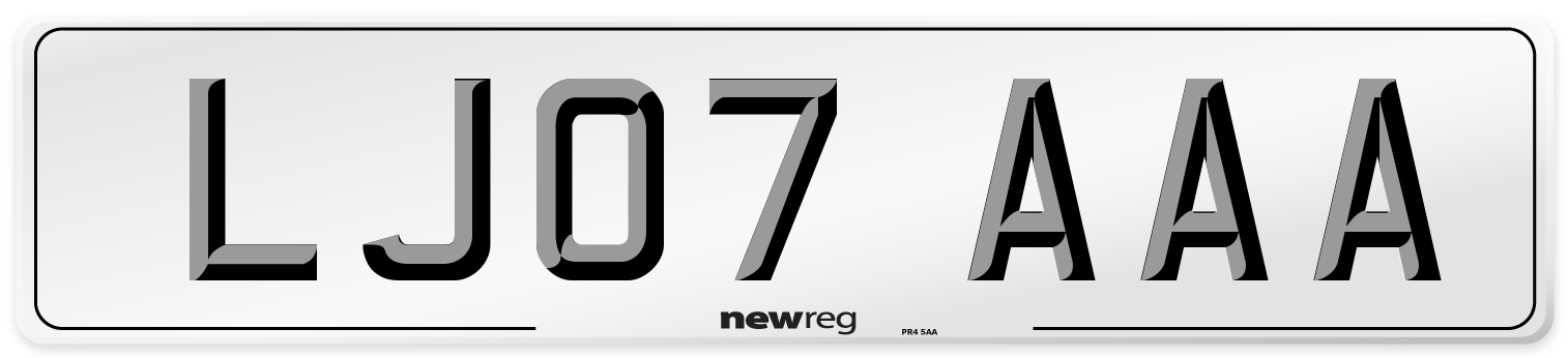 LJ07 AAA Number Plate from New Reg